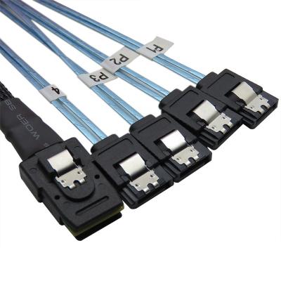 China PVC Mini SAS to SATA Cable 3.3Feet 1m Mini SAS Host/Controller to 4 SATA Targets/Motherboards (3.3Ft) for sale