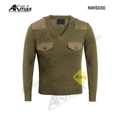 China Army khaki sweater V-neck anti-pilling military uniform for sale