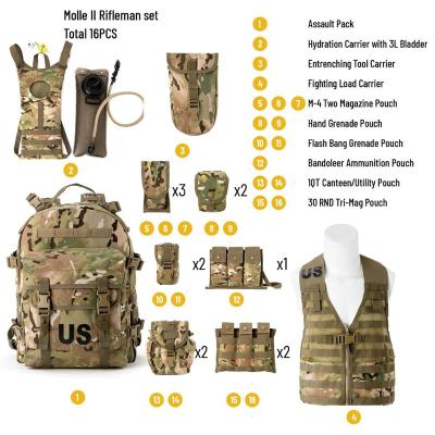 China US Army Molle II Outdoor Military Surplus Rifleman Backpack Assault Tactical Pack, FLC Combat Multicam Vest for sale