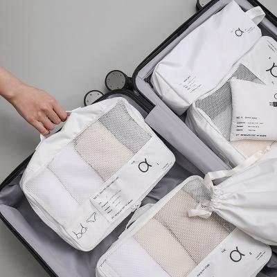 China Sustainable High Quality Custom Packing Cubes 6 Travel Luggage Set Organizer Storage Bag for sale