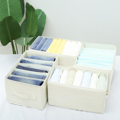 China Collapsible Oxford Cloth Storage Boxes Drawer Foldable Oxford Clothes Underwear Jeans Cube Bin Cloth Storage Box for sale