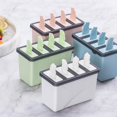 China Stored DIY Retro Food Grade Ice Cream Ice Cream Stick Mold Four Grid Popsicle Box Homemade for sale