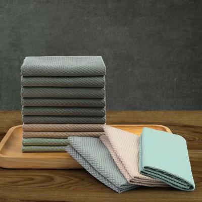 China Viable Thickened Kitchen Cleaning Towel Dishcloth Fish Scale Absorbent Cloth Scouring Wiping Rags for sale