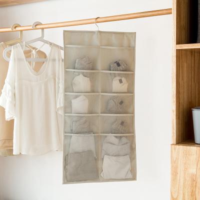 China Folding Underwear, Bra, Bump Mesh Pockets Dual-Sided Closet Hanging Organizer with Metal Hanger, Wall Hanging Pocket Organizer for sale