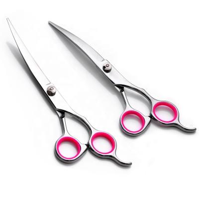 China Thinning Scissors 7 Inch 420 Stainless Steel Dog Grooming Professional Pet Haircut Curve Scissors for sale