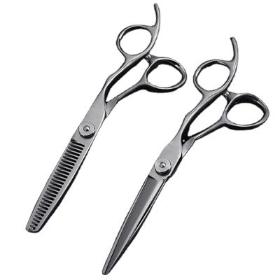 China Carbon Content 0.9% Adjustable Screws 2 Salon Hairdressing Scissors Set Hair Barber Shears With Leather Case for sale