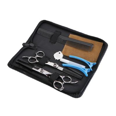 China High Grade Carbon Content 1.0-1.2% Hair Salon Cutting Scissors Kit Hairdressing Shears Set With Leather Case Comb for sale