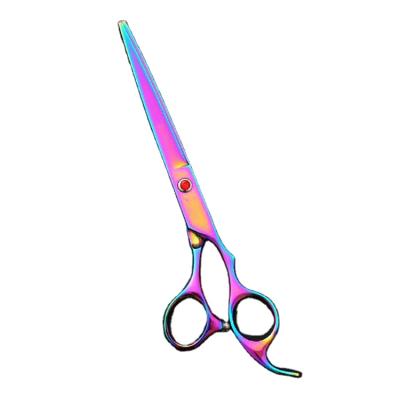 China Double Curve Scissors 2 in 1 Straight Thinning Curved Japanese Steel Blunt Haircut Tijeras Barbero Profesional 7 Inch for sale