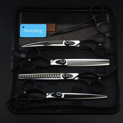 China Thinning Scissors 7 Inch Japan 440C Stainless Steel Dog Pet Barber Cutting Professional Hair Scissors Set for sale