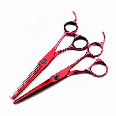 China Thinning Scissors Red Scissors Barber Hairdressing Cutting Thinning Tijeras de barber shop grade 6 inch height for sale