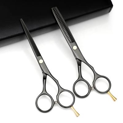 China Thinning Scissors 5.5 Inch Stainless Steel Black Japanese Hair Cutting Scissors Clips Scissors Professional Hair Barber for sale