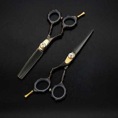 China Thinning Scissors Black 5.5 Inch Cutting Tip Japan 440c Blunt Thinning Hairstyle Pro Shears Left Handed Scissors for sale