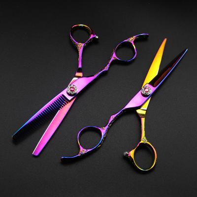 China 6.0 Inch Beauty Salon Thinning Scissors Cutting Left Handed Hair Thinning Scissors Kit With Plum Blossom Handle for sale