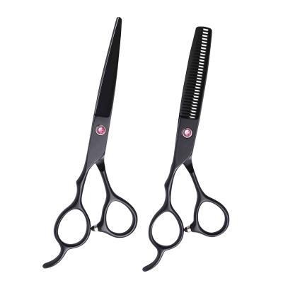 China Thinning Scissors 6 Inch Black Stainless Steel Left Handed Barber Professional Hair Salon Scissors From Japan for sale