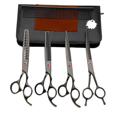 China Thinning Scissors 7 Inch Black Professional Japanese Stainless Steel Pet Hair Grooming Scissors Sets for sale