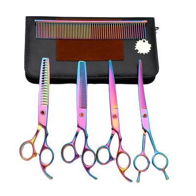 China Thinning Scissors 7 Inch Violet Professional Japanese Stainless Steel Pet Hair Grooming Scissors Sets for sale