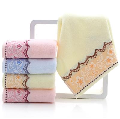 China Sustainable Private Custom Logo Embroidered 100% Cotton Hand Clean Face Towel for sale