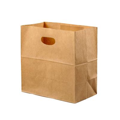 China Recyclable Kraft Paper Perforated Packaging Bag Thickened Bakery Bread Food Paper Bag Catering Packaged Customization for sale