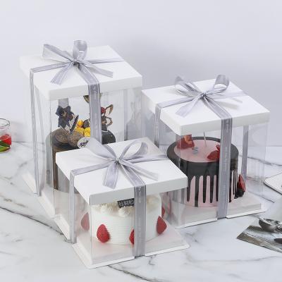 China 2021 Recyclable Newest Transparent Cake Box Food Take Away Dessert Box Packaging Wholesale Gift Box for sale