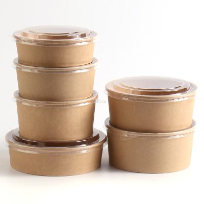 China Recyclable Custom Printing Kraft Paper Bowl Food Packing Crate Container Salad Bowl for sale