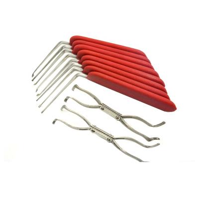 China High Quality Car Open Tool Stainless Steel Locksmith Tools Anti-Skid Red Handle Lock Pick Set Anti Skid L-Shaped Handle Opening Tool 10 Pcs for sale