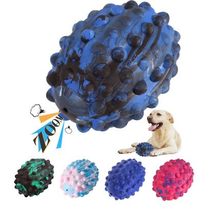 China OEM Viable Wholesale Custom Natural Rubber Hard Hide and Seek Chewing Dog Balls Toys Indestructible Squeaky Dog Chew Toys for sale