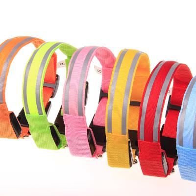 China Reflective Lights Plain Nylon Smart Genuine Leather Printed Anti Bark Resistant Dog Collars With Bell for sale