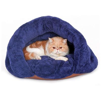 China Travel Super Soft Customized Color Lush Eco Friendly Soft Washable Cotton Warm Private Label Cave Pet Bed for sale