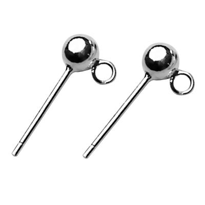 China Stainless Steel Earring Backs Post Ear Stud Pin Ball Post With Loop Jewelry Making DIY Finding for sale