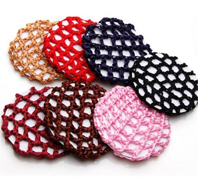 China Wholesale Colorful Elastic Hair Decoration Ballet Bun Crochet Handmade Hairnet Polyester Hair Snood Net for sale