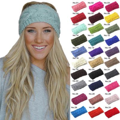 China Hair Decoration Winter Warm Solid Knit Headbands For Women Wide Hair Band Woolen Headwrap Crochet Headband Headwear Bandana Turban Accessory for sale