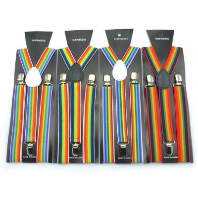 China Unisex Women Men's Party Clown Rainbow Color Cosplay Props Suspenders Fixed for sale