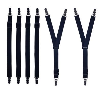 China Straight Polyester Y Shirt Uniform Stay With Elastic Holder Rubber Sock Shirt Clip Suspender for sale