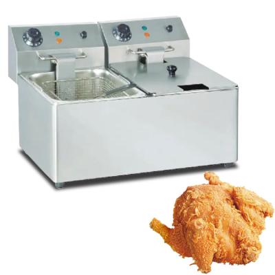 China Frying Chicken 8L*2 Desktop 2 Can Double Basket Automatic Commercial Electric Electric Fryer Industrial Potato Machine With Temperature Control for sale