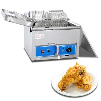 China Desktop Hot Sale Fried Chicken Potato Chips Furnace Gas Tank Fried Chicken Slices Gas Fryer Two Baskets With Temperature Control for sale