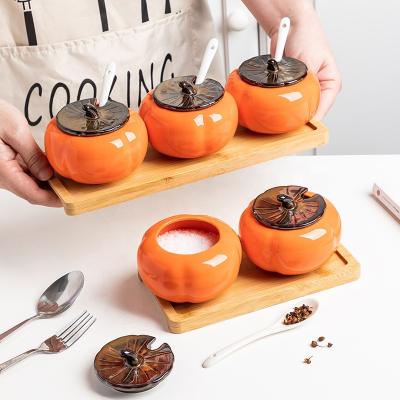 China spice & High Quality Graceful Pepper Shakers Glaze Kitchen Food Porcelain Storage Bottles And Jar Sets With Lid Ceramic Seasoning Jar Ceramic Spice Jar for sale