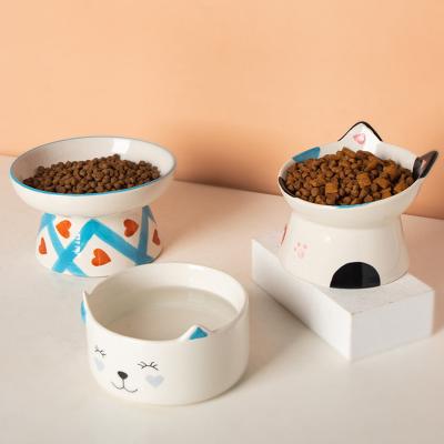 China Wholesale Non-automatic Spot Goods Pet Ceramic Bowl Personalized Raised Dog Cat Food Bowl Pet Feeder Rolls for sale