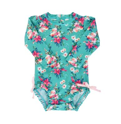 China FREE SAMPLE Breathable Baby Toddler Girls UPF Breathable 50 Sun Long Sleeve One Piece Swimsuit With Zipper for sale