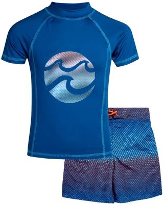 China FREE SAMPLE Boys Breathable UPF 50 Rash Guard and Swimwear Trunks Set for sale