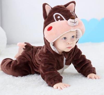 China Ready to ship thick squirrel pattern ready hooded romper newborn fleece autumn and winter quilted warm FREE SHIPPING SAMPLE for sale