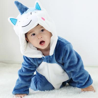 China Ready To Ship Ready To Ship Hooded Romper Unicorn Home Winter Overalls Hotsale Floral Print Boy Girl Winter Dress Overalls Blue Blue Animals Baby Animals for sale