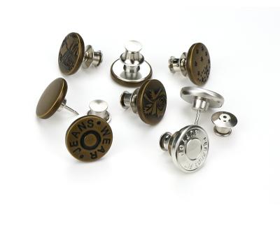 China Nickel-free jeans button pins, detachable metal buttons can extend or reduce the waistband of pants, denim jacket bag buttons for sale