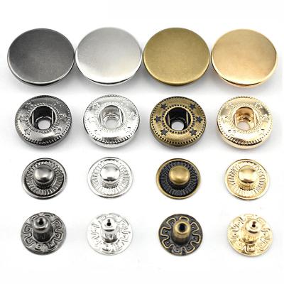 China Nickel Free Snap Button 17mm Metal Brass Jeans Button 15mm For Fabric Nickel Free Snap 4 Parts Custom Garment Snap Button for sale