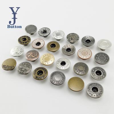 China Nickel Free Stain Button 17mm Metal Brass Snap Jeans Button 15mm For Fabric Nickel Free Snap 4 Parts Custom Garment Snap Button for sale