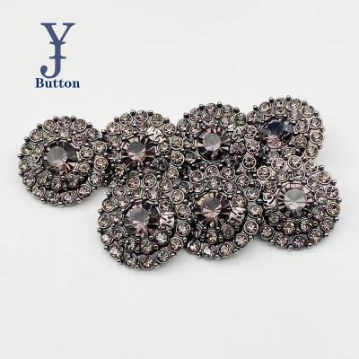 China Nickel Free Factory Sell High Quality Fashion Designs Diamond Garment Accessories 28mm Gold Plating Stone Button For Clothes for sale