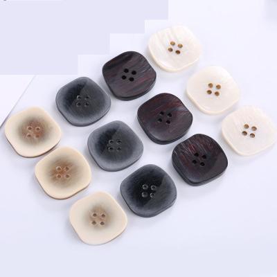 China New Designs Square Nickel Free Resin Buttons 38mm Flatback Sewing Button For Garment DIY Woman Coat Craft Decoration Plastic Button for sale