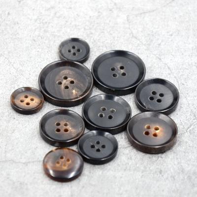 China Wholesale 4 Hole Hand Faux Horn Buttons Nickel Free Hot Sale Use For Designer Coat Buttons Mens Use for sale