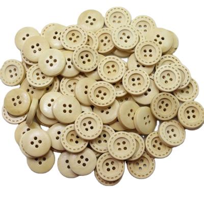 China Sustainable Natural Material Four Holes Laser Engrave Wooden Buttons Button For Clothing for sale