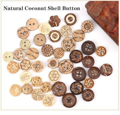 China Washable Natural Wood Button for Knit Sweaters, Coats, Suits, Kids Clothes with Retro Ethnic Gap Coat Around 2 Hole 4 Hole Button for sale