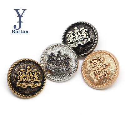 China Stain 25mm Metal Button Nickel Free Gold For Jeans, Coat, Jacket Exotic Customs Lion Logo Zinc Alloy Military Buttons for sale